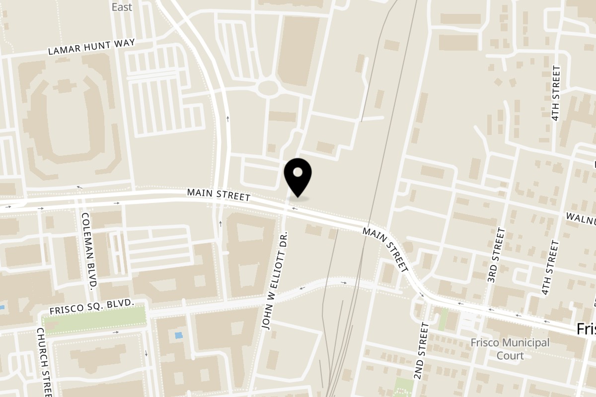 Map showing the location of American Gothic Pizza and Gelato Frisco on 6450 Main St slot 1 in Frisco