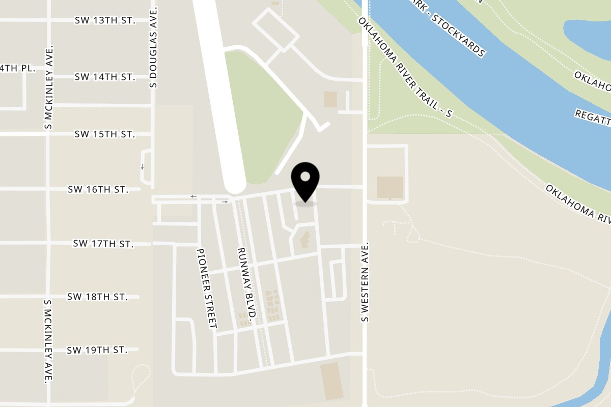 Map showing the location of American Gothic Pizza and Gelato Oklahoma City on 1715 Wheeler St in Oklahoma City